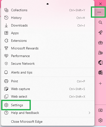 Open Edge Settings