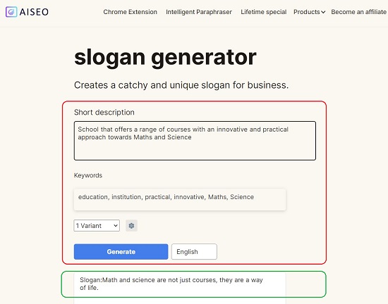 AISEO Slogan Generator