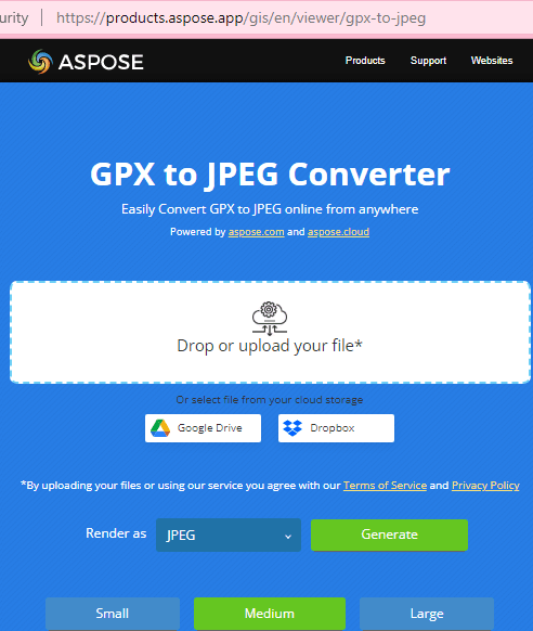 Aspose GPX to JPEG Converter UI