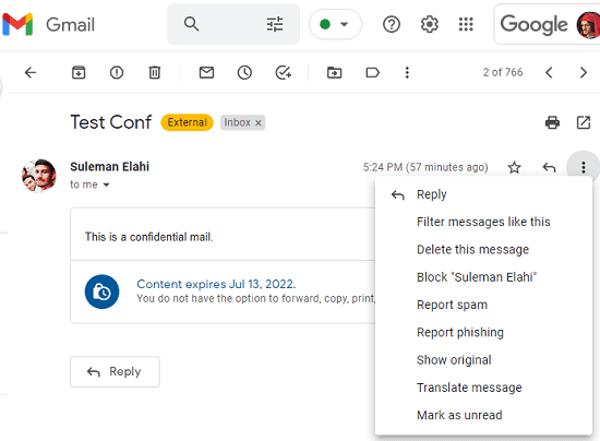Confidential Mail in Gmail