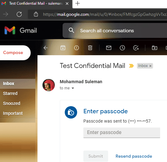 Confidential Message Gmail
