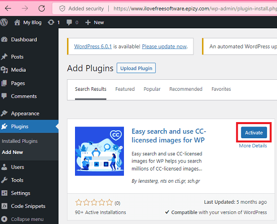 Easy search and use CC-licensed images for WP Activate