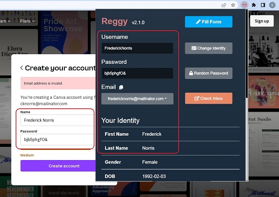Fill Account Information
