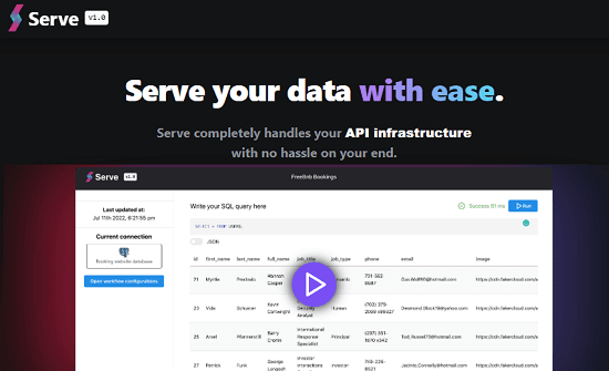 Generate API endpoints with SQL queries and Spreadsheets for free Serve