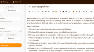 4 Free Online Job Description Generator based on AI Rytr JD Generator