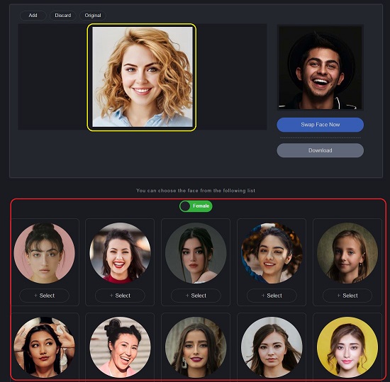 Select Female Face