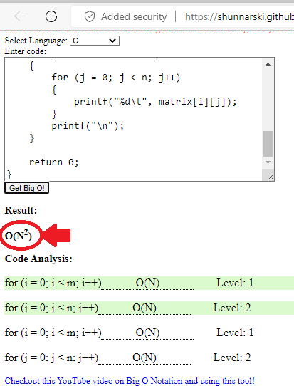 Shunnarski Big O Notation Calculator