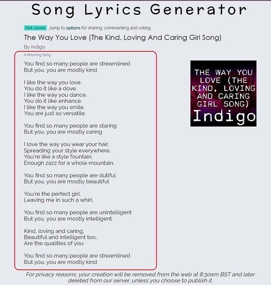 Song Lyrics Generator UK3