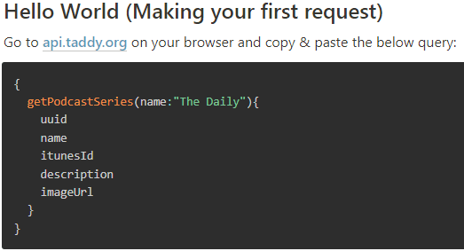 Taddy API Request