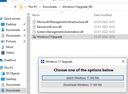 Windows11Upgrade Select ISO Mode