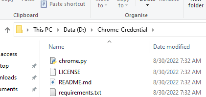 Chrome Credentials Git Repo
