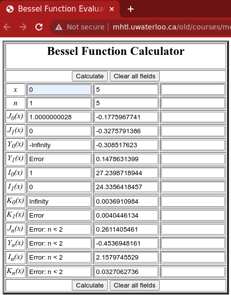 Classic Bessel Function Calculator