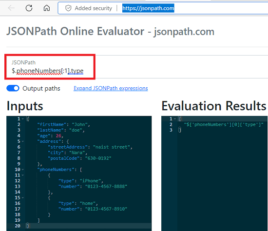 JSONPath Online Evaluator