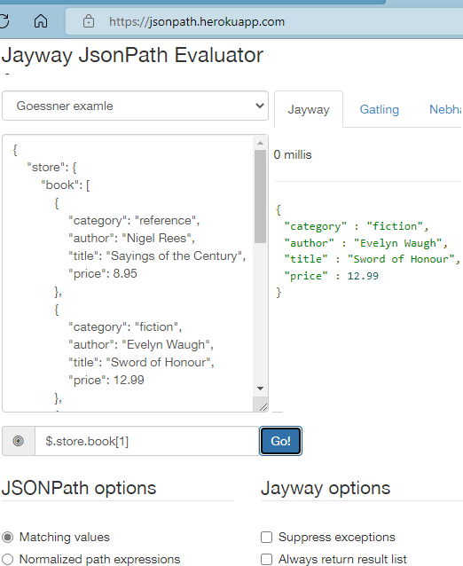 Jayway JsonPath Evaluator