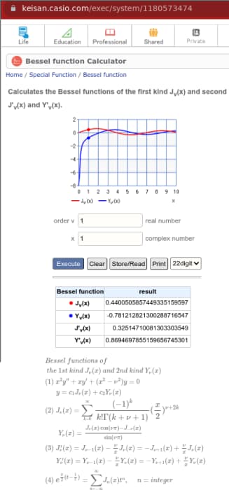 Keisan Casio Bessel Function Calculator