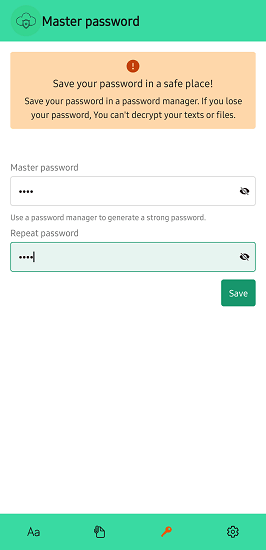 PreCloud Set a Master Password