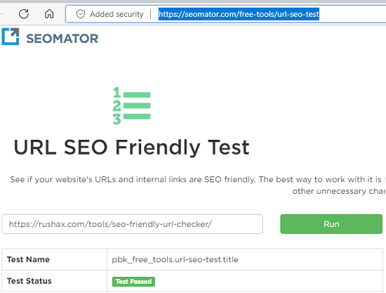 SEOmator SEO Friendly URL Test
