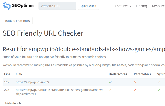 SEOptimer SEO Friendly URL Checker