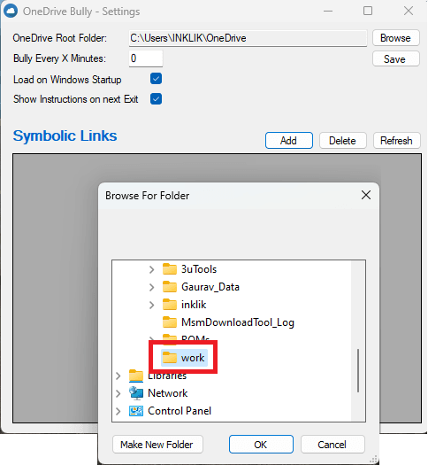 Select Folder to Upload OneDrive Bully