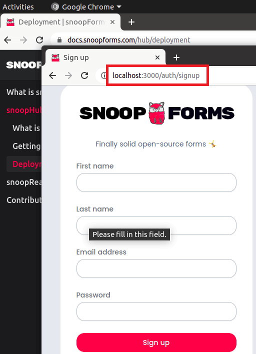 SnoopForms on Localhost