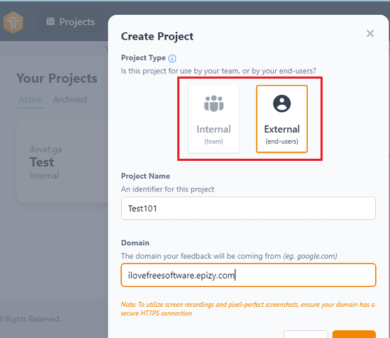 Tether Create a Project