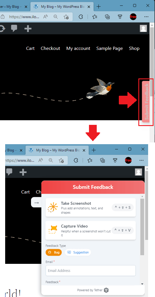 Tether Feedback Widget