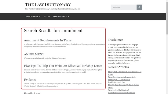 The Law Dictionary definition page