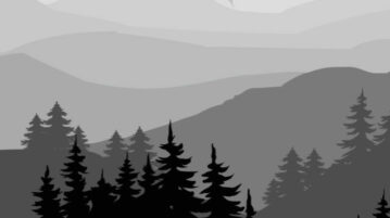 monochrome flat design mountain vector illustration for web bann