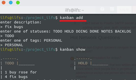 Kanban Bash Prompts