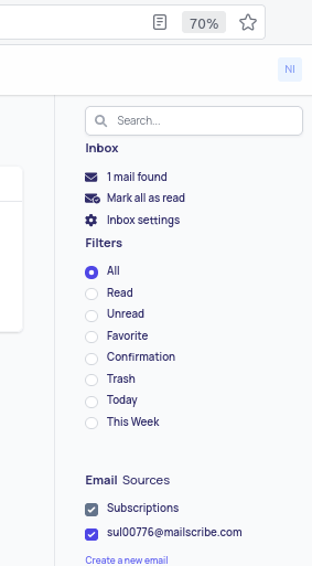 Mailscribe Sidebar Options