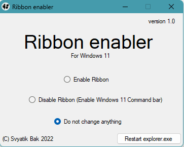 Ribbon Enabler for windows 11