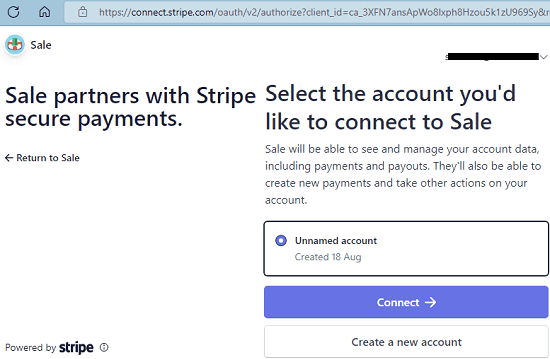 Sale by Stunning Connect Stripe Account