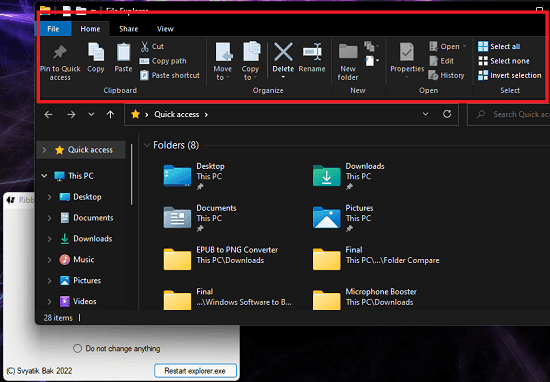 Windows 11 Explorer Ribbon Enabled
