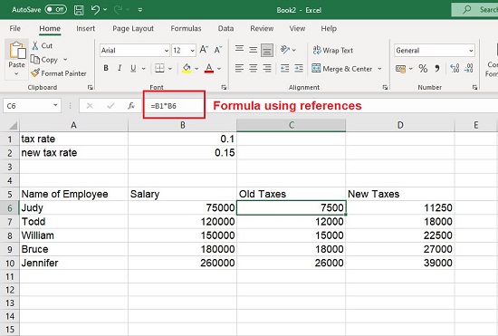 Formula with references