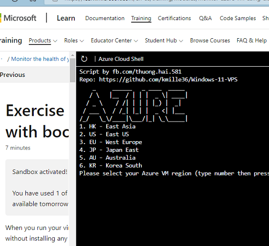Azure CloudShell Select Server