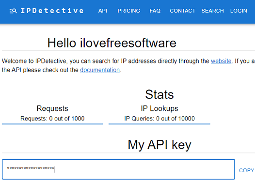 IPDetective API Key