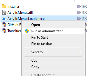 Run AcrylicMenus EXE