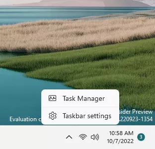 Task Manager in Taskbar Context Menu