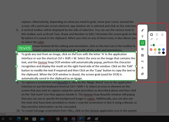 Annotate, Edit screen grab