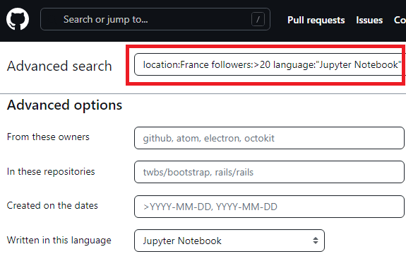 GitHub Code Search Advanced Query