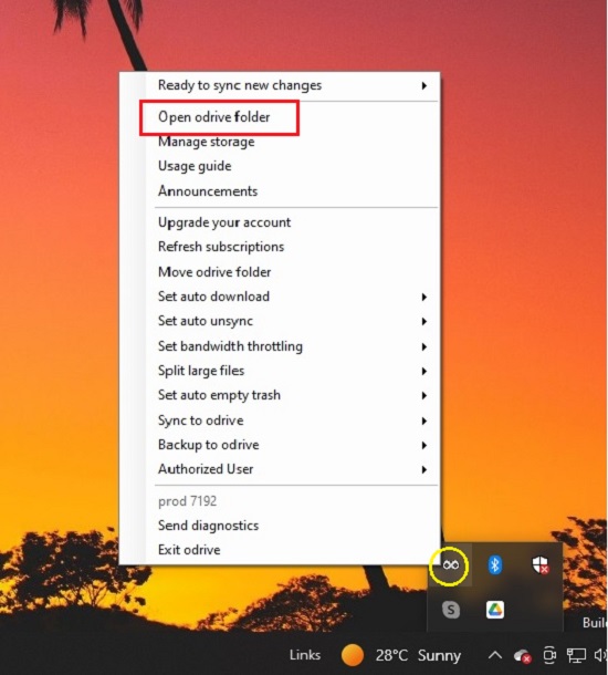 Open odrive folder
