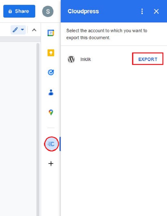 Select Account to Export document