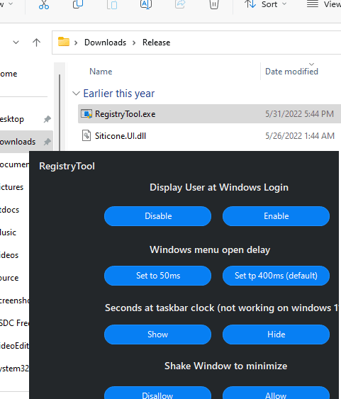 WindowsRegistryTool Main UI