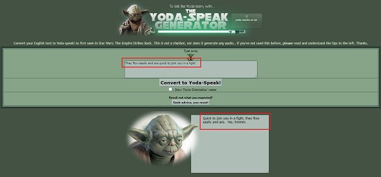 Yoda Speak Generator