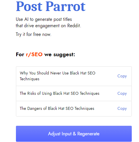 post parrot in action