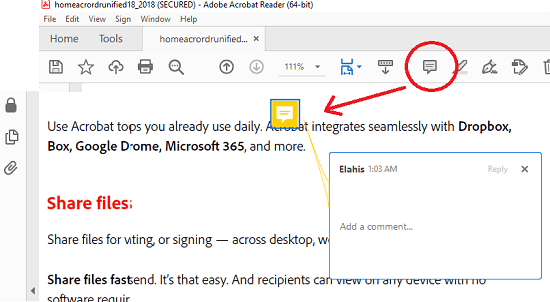 Adobe Acrobat Reader Add Comments to PDF