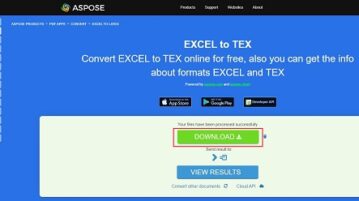 Aspose Excel to LaTeX converter