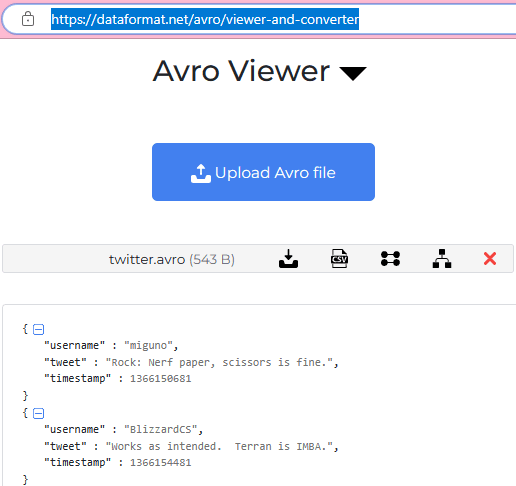 Avro Viewer by Data Format