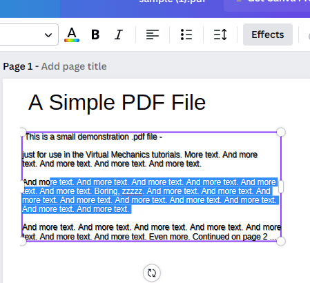 Edit PDF text in Canva