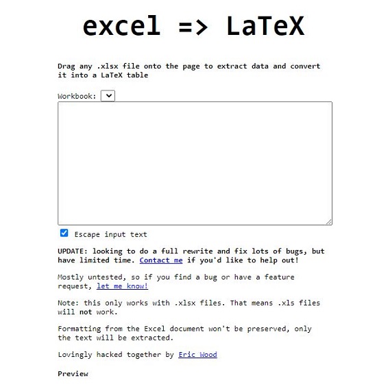 Excel2Latex